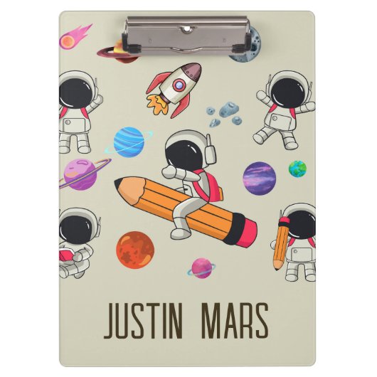 Personalized Astronauts and Planets Back to School Klembord (Voorkant)