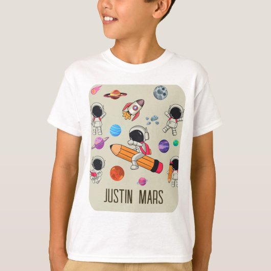 Personalized Astronauts and Planets Back to School T-shirt (Voorkant)