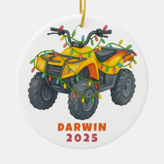 Personalized ATV Christmas Four Wheeler Holiday Keramisch Ornament (Voorkant)