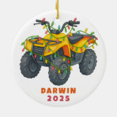 Personalized ATV Christmas Four Wheeler Holiday Keramisch Ornament (Achterkant)