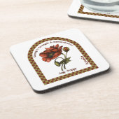 Personalized August Birth Month Flower Coaster Bier Onderzetter (Linkerzijde)
