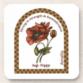 Personalized August Birth Month Flower Coaster Bier Onderzetter (Voorkant)