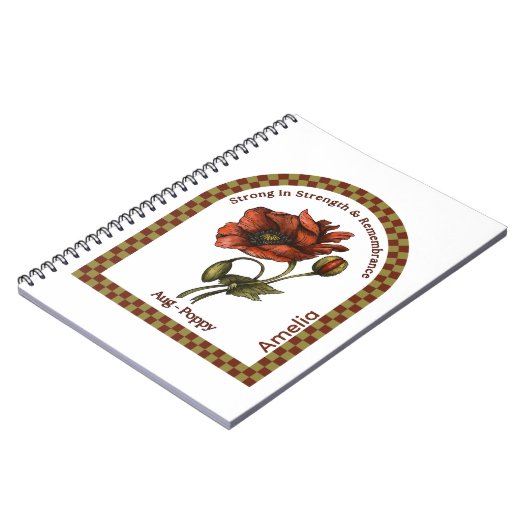 Personalized August Birth Month Flower Notebook Notitieboek (Linkerzijde)