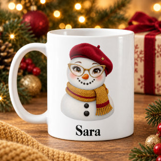 Personalized Auntie Christmas Mug Cute Snowgirl Koffiemok