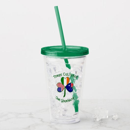 Personalized Australia Ireland USA Shamrock Acryl Drinkbeker (Voorkant ijs)
