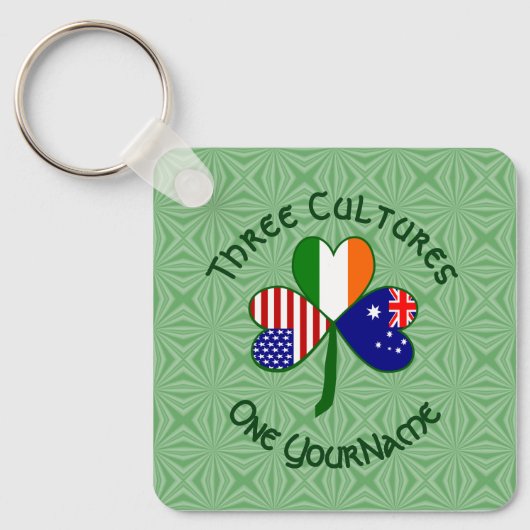 Personalized Australia Ireland USA Shamrock Sleutelhanger (Voorkant)