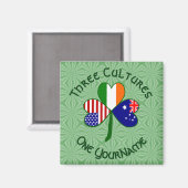 Personalized Australia Ireland USA Shamrock Square Magneet (Voorkant / Achterkant)