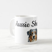 Personalized Australian Shepherd Mug Wrap – Custom Koffiemok (Voorkant links)