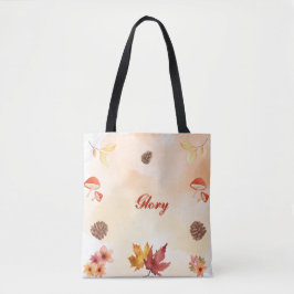 Personalized Autumn Fall Leaves Forest Designed Tote Bag