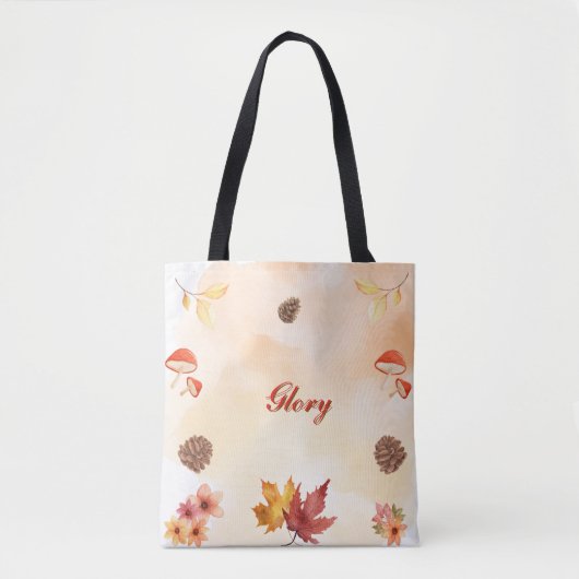 Personalized Autumn Fall Leaves Forest Designed Tote Bag (Voorkant)