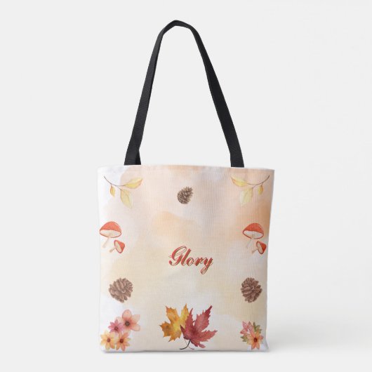Personalized Autumn Fall Leaves Forest Designed Tote Bag (Achterkant)