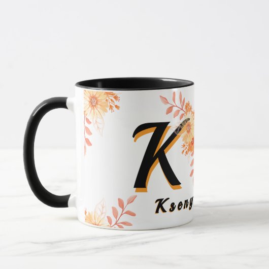 Personalized Autumn Floral Mug - Custom Name & Ini Mok (Links)