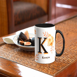 Personalized Autumn Floral Mug - Custom Name & Ini Mok