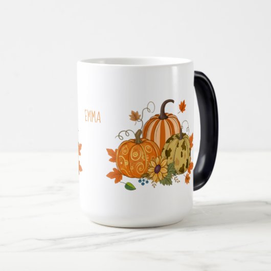 Personalized Autumn Pumpkin Patch Custom Name Mug Magische Mok (Voorkant rechts)