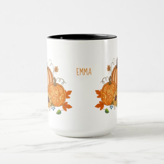 Personalized Autumn Pumpkin Patch Custom Name Mug Mok (Midden)