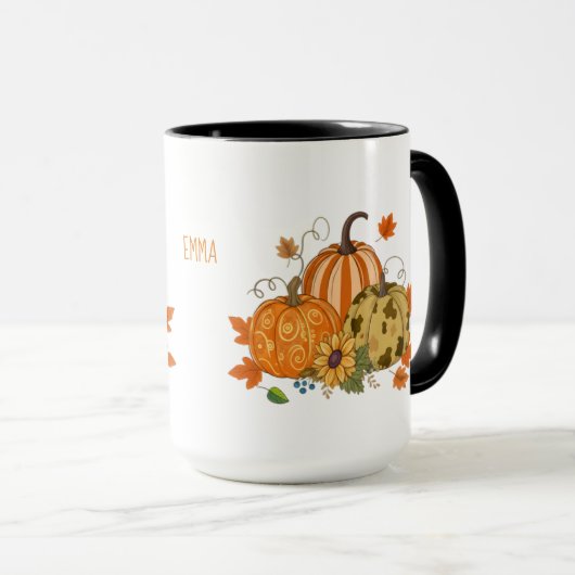 Personalized Autumn Pumpkin Patch Custom Name Mug Mok (Voorkant rechts)