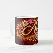 Personalized Ava Mug Gold Pink Heart Romantic Gift Koffiemok (Voorkant links)