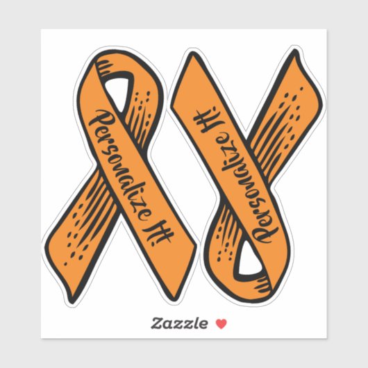 PERSONALIZED Awareness Ribbon Graphic (oranje) Sticker (Vel)