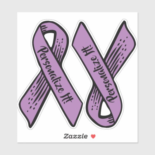 PERSONALIZED Awareness Ribbon Graphic (paars) Sticker (Vel)