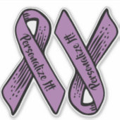 PERSONALIZED Awareness Ribbon Graphic (paars) Sticker (Voorkant)