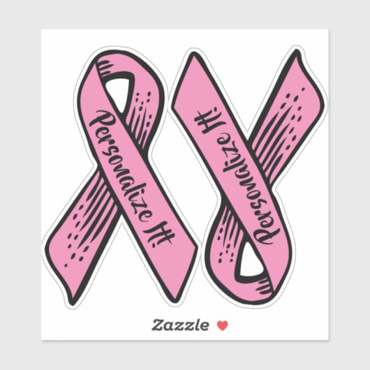 PERSONALIZED Awareness Ribbon Graphic (roze) Sticker (Vel)
