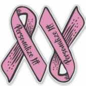 PERSONALIZED Awareness Ribbon Graphic (roze) Sticker (Voorkant)