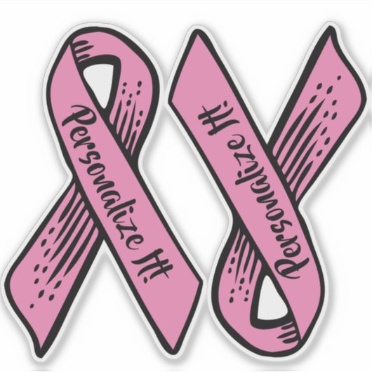 PERSONALIZED Awareness Ribbon Graphic (roze) Sticker (Voorkant)