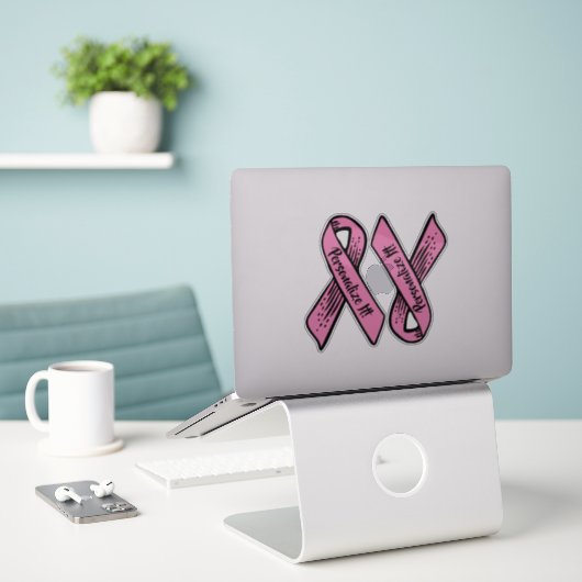 PERSONALIZED Awareness Ribbon Graphic (roze) Sticker (Laptop op bureau)
