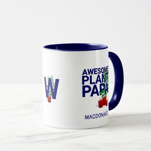 Personalized AWESOME PLANT PAPA Monogram Mok (Voorkant rechts)