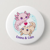 Personalized Axolotl Couple Valentine Button (Voorkant)