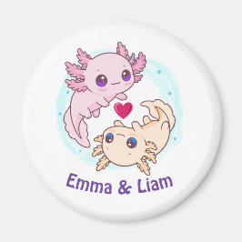 Personalized Axolotl Couple Valentine Magnet
