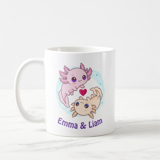 Personalized Axolotl Couple Valentine Mug Koffiemok (Links)