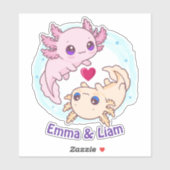 Personalized Axolotl Couple Valentine Sticker (Vel)