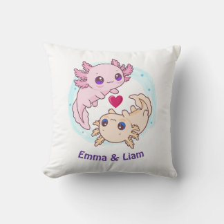 Personalized Axolotl Couple Valentine Throw Pillow Kussen