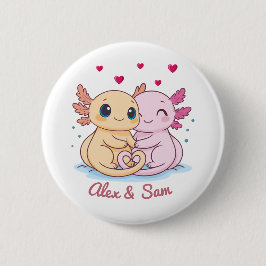 Personalized Axolotl Valentine Button with Names