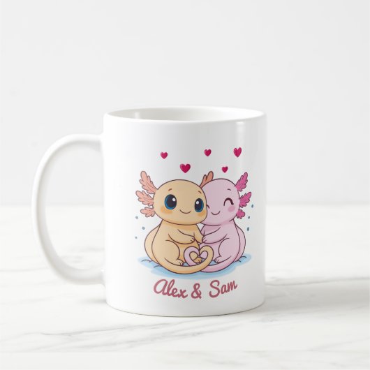 Personalized Axolotl Valentine Mug with Names Koffiemok (Links)