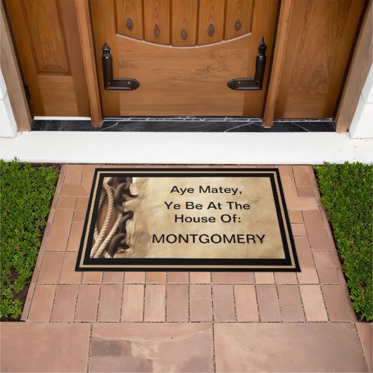 Personalized Aye Matey, Ye Be At The House of... Deurmat (Buiten)