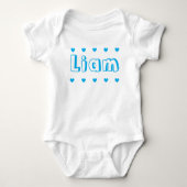Personalized Azure Blue Heart Boy Name Romper (Voorkant)