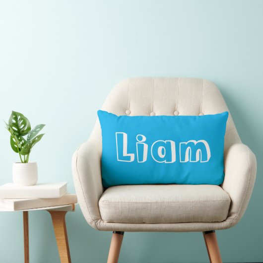 Personalized Azure Blue Name Nursery Kussen (Stoel)