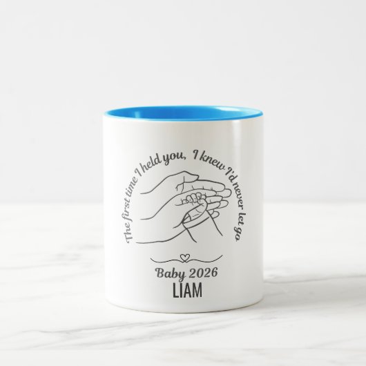 Personalized Baby 2026 Blue Name Coffee Mug  Tweekleurige Koffiemok (Center)