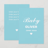 Personalized Baby Announcement Card RSVP Kaartje (Voorkant / Achterkant)