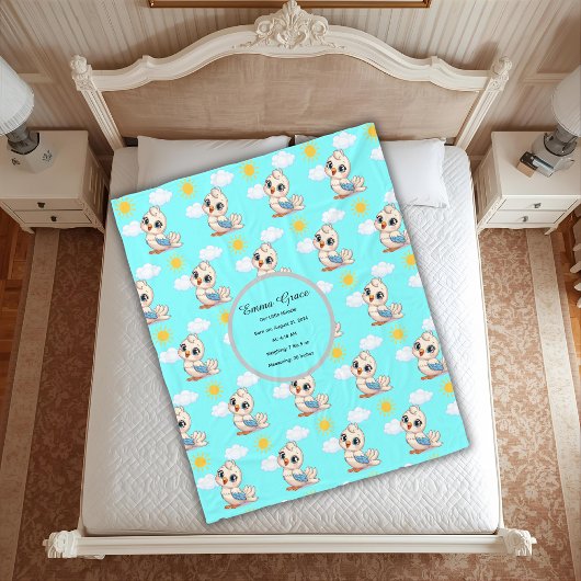 Personalized Baby Bird Blanket  Fleece Deken