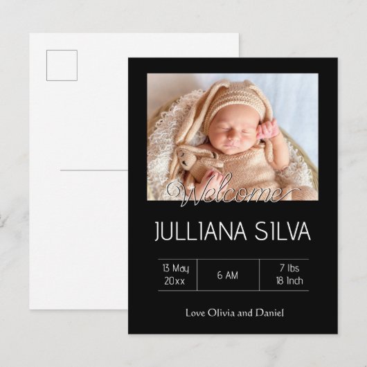 personalized baby Birth announcements  Briefkaart (Voorkant / Achterkant)