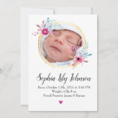 Personalized baby birth card - Welcome baby girl  Kaart (Voorkant)