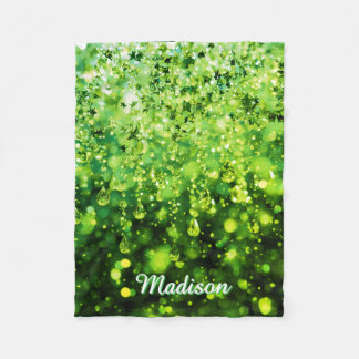 Personalized Baby Blanket With Green Faux Sparkle  Fleece Deken