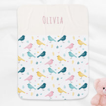 Personalized Baby Blanket with Scandi Pastel Birds