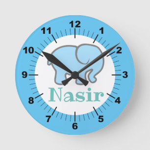 Personalized Baby Blue Elephant Ronde Klok