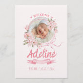 personalized baby blue floral Birth announcements Kaart (Voorkant)