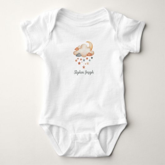 Personalized Baby Bodysuit - Moon & Stars Name (Voorkant)