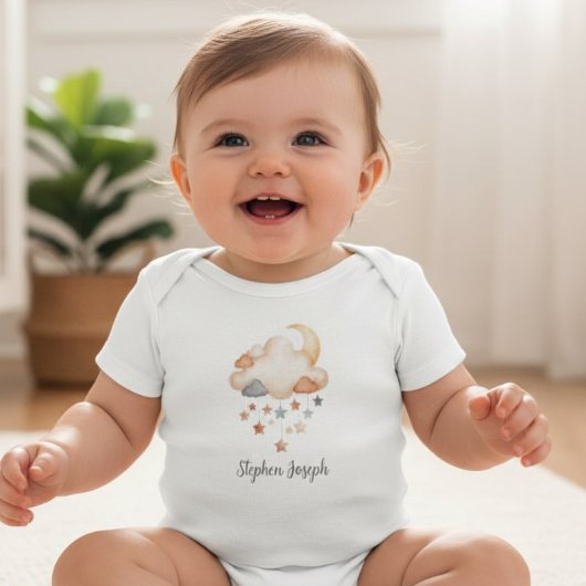 Personalized Baby Bodysuit - Moon & Stars Name
